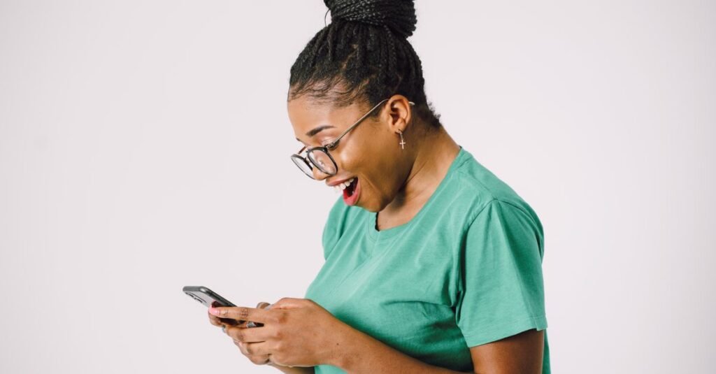 Person reacting to a comment on their phone